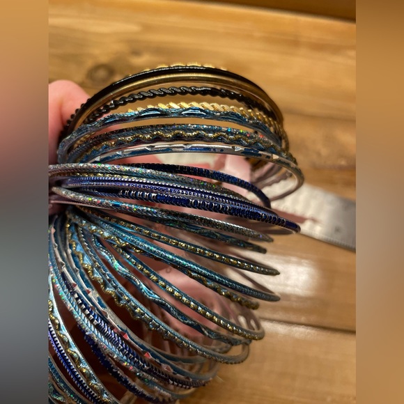 Bangles Set Blue & Gold Bracelets - Picture 4 of 9